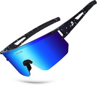 Polarized Sports Sunglasses,UV400 Protection Outdoor Glasses for Men Women Youth Baseball Cycling Running Driving Golf Blue