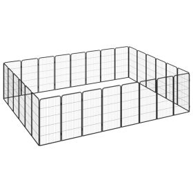 Dog Playpen Black Powder-coated Steel Large