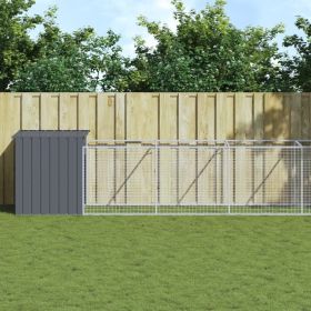 Dog House Anthracite Galvanized steel Large Durable Dog House (Color: Anthracite)